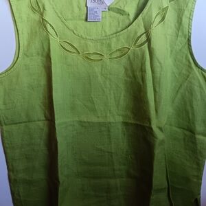 Lime Green Embroidered Tank Top